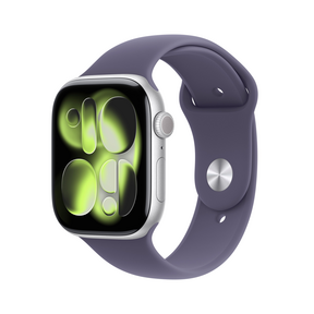 Apple Watch Series 11 GPS, 46 mm Aluminiumgehäuse Silber, Sportarmband Nebelviolett - M/L
